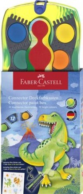 Vízfesték, 12 darabos, összeilleszthető, FABER-CASTELL, dinoszaurusz